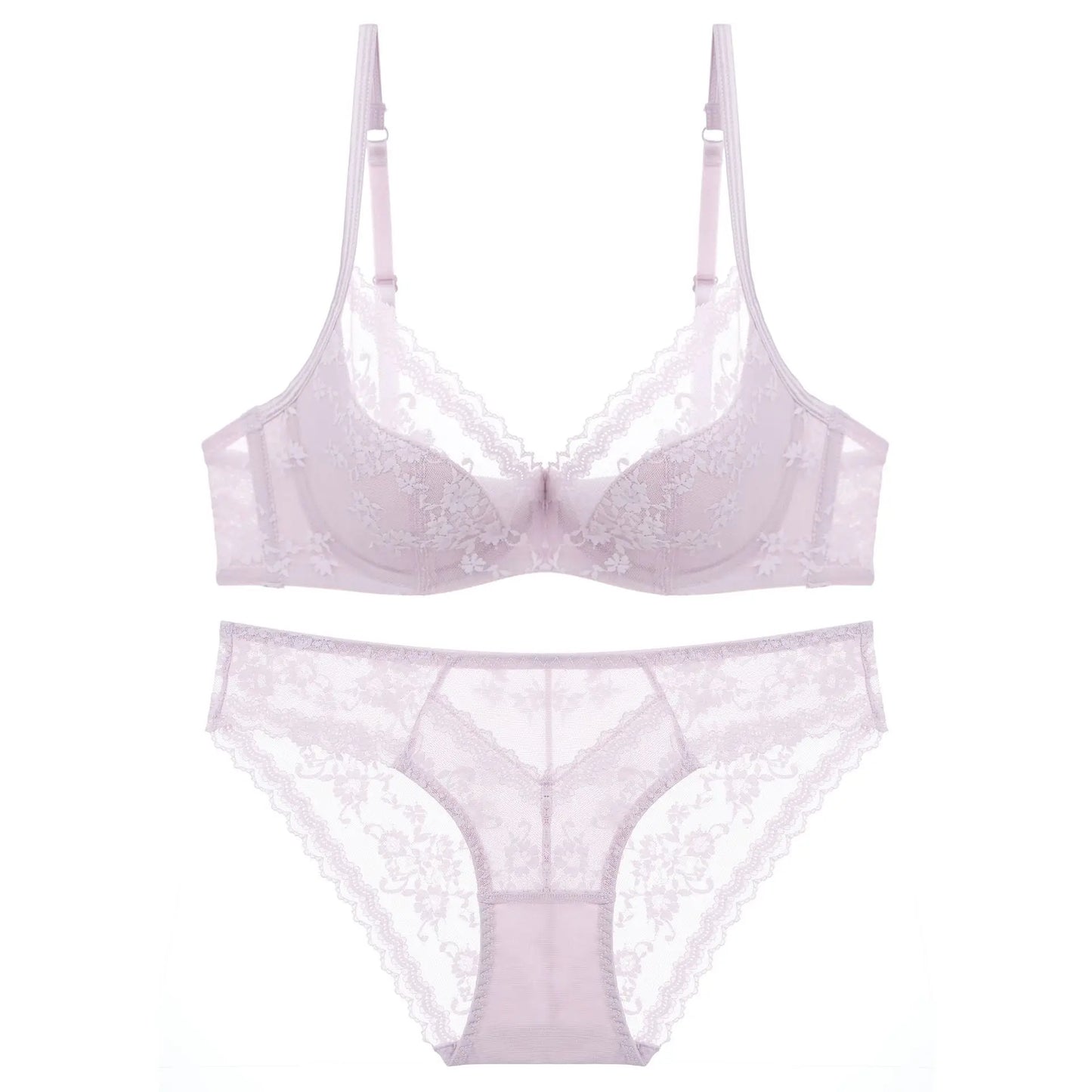 Summer Sexy Lace Embroidery Women Lingerie Set French Thin Cup Push up Bra Comfort Breathable Underwear Ladies Bra Briefs Set