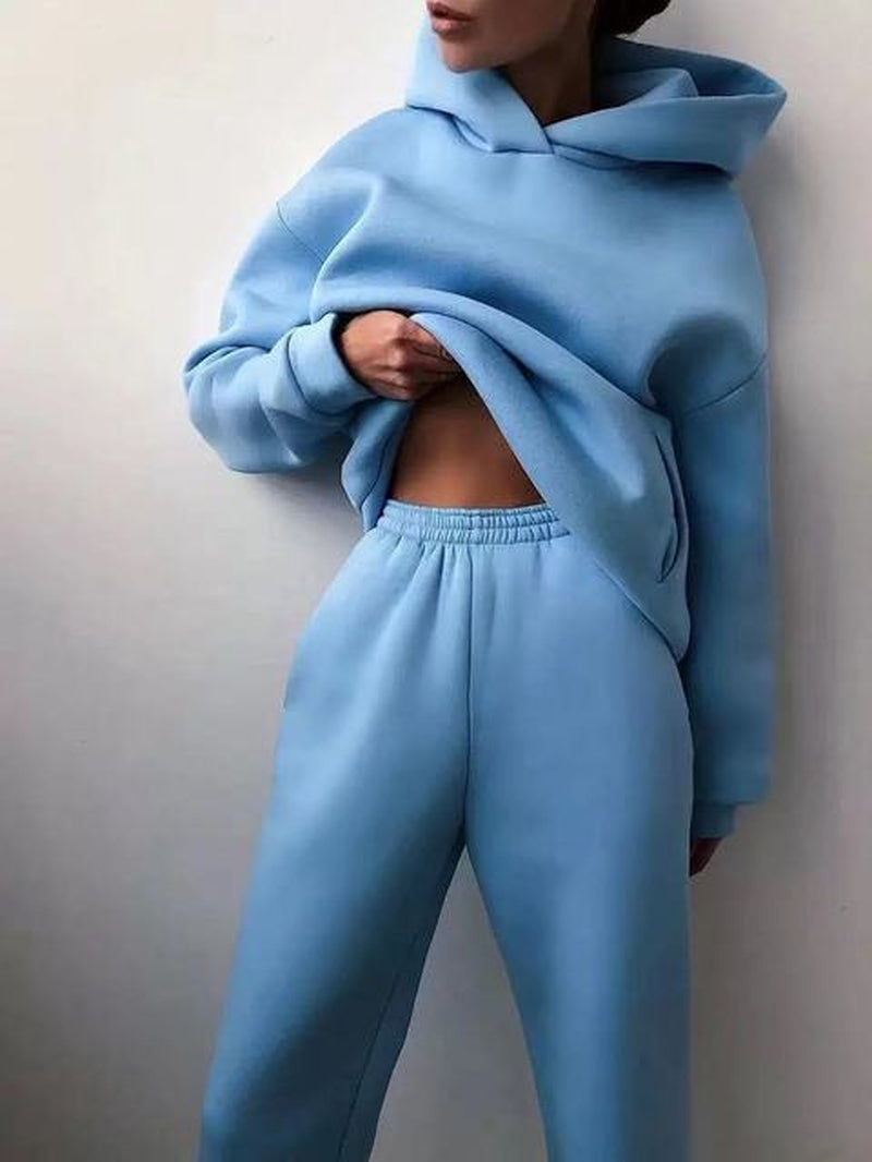 Winter Two Piece Sets Women Tracksuit Oversized Suit 