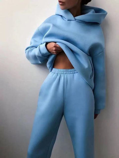 Winter Two Piece Sets Women Tracksuit Oversized Suit 