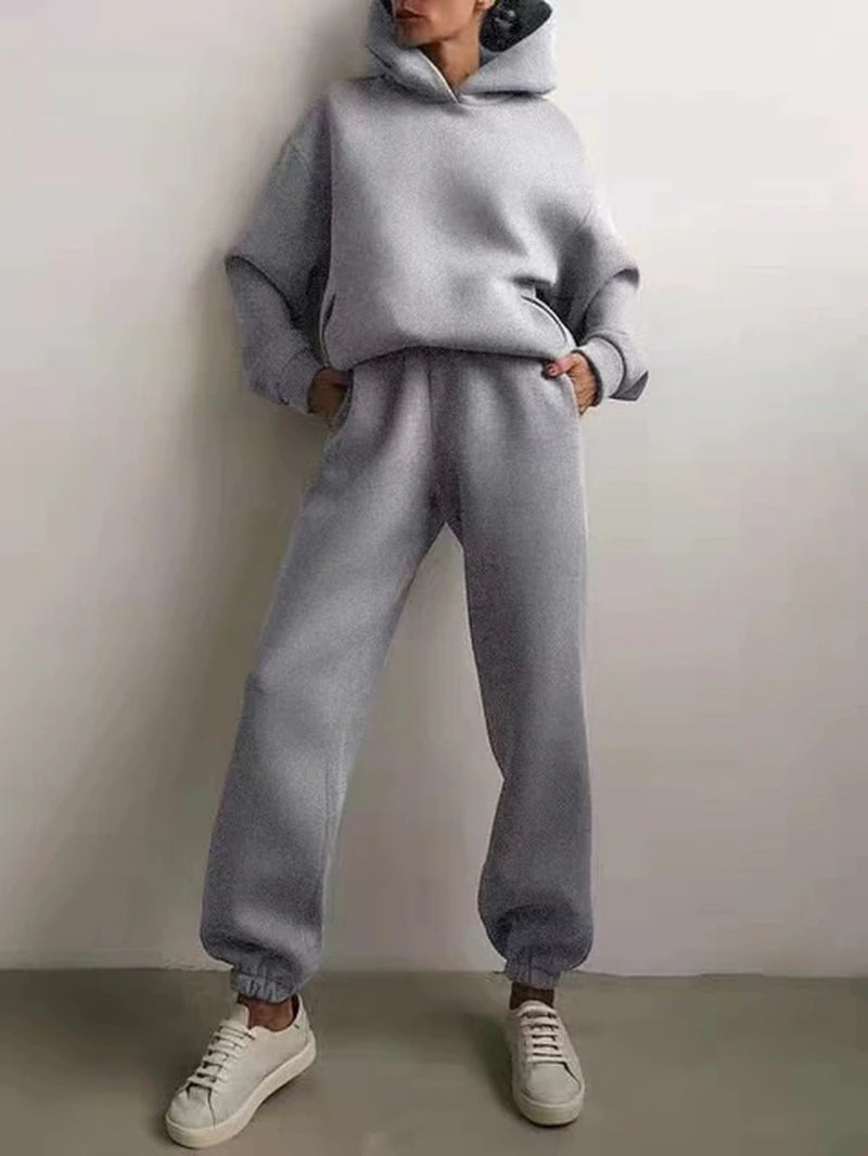 Winter Two Piece Sets Women Tracksuit Oversized Suit 