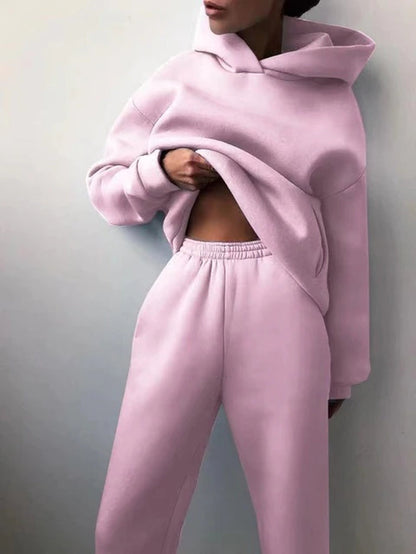 Winter Two Piece Sets Women Tracksuit Oversized Suit 