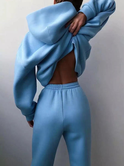 Winter Two Piece Sets Women Tracksuit Oversized Suit 