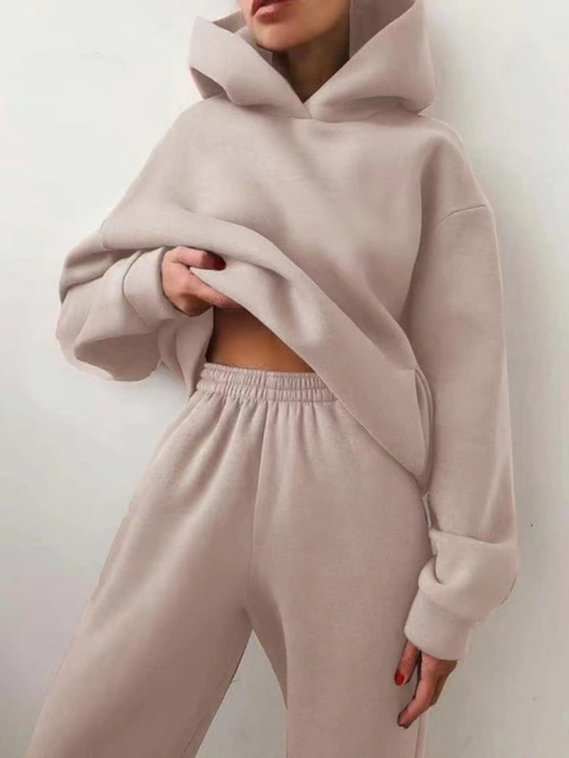 Winter Two Piece Sets Women Tracksuit Oversized Suit 