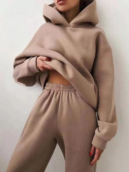 Winter Two Piece Sets Women Tracksuit Oversized Suit 
