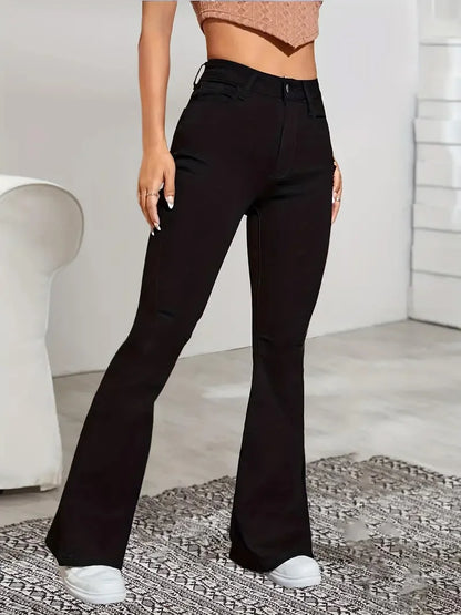 Women Flare Stretch Moustache Jeans Fashion 