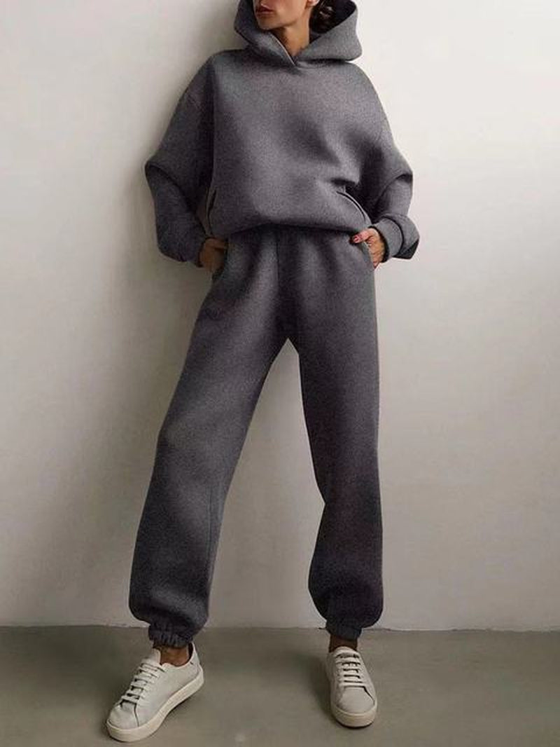 Winter Two Piece Sets Women Tracksuit Oversized Suit 