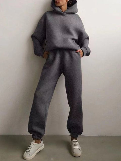 Winter Two Piece Sets Women Tracksuit Oversized Suit 