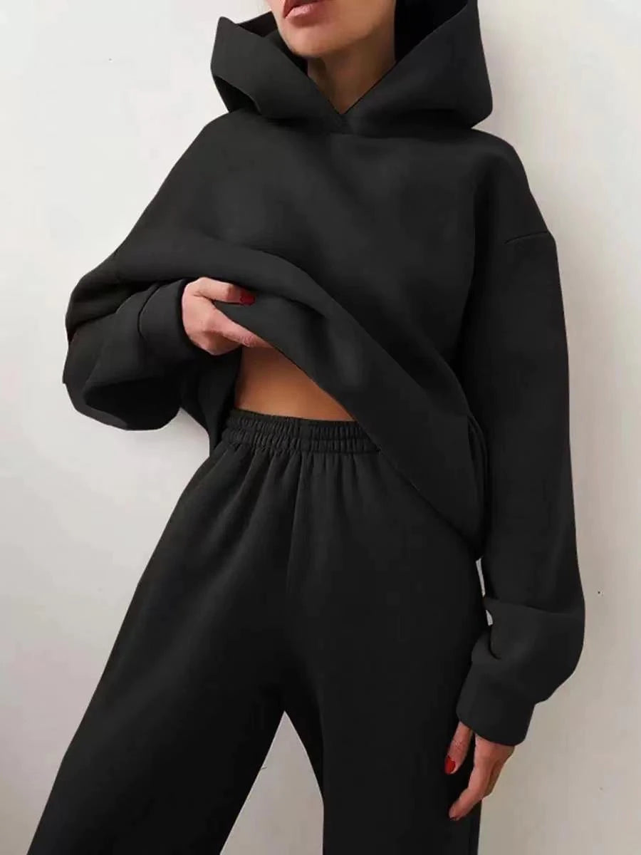 Winter Two Piece Sets Women Tracksuit Oversized Suit 